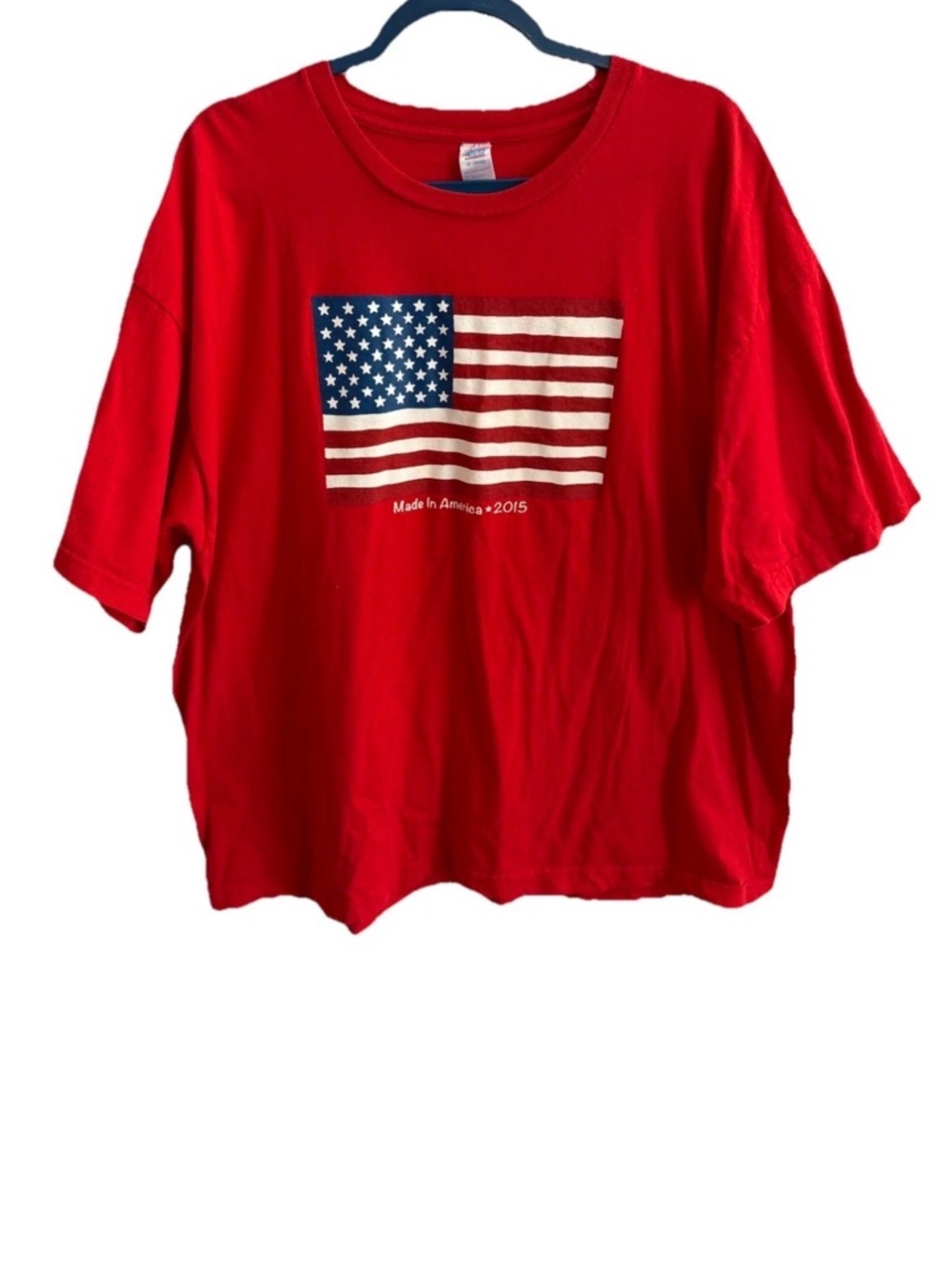Men's Red American Flag Graphic Tee - Classic‎ Crew Short Sleeve